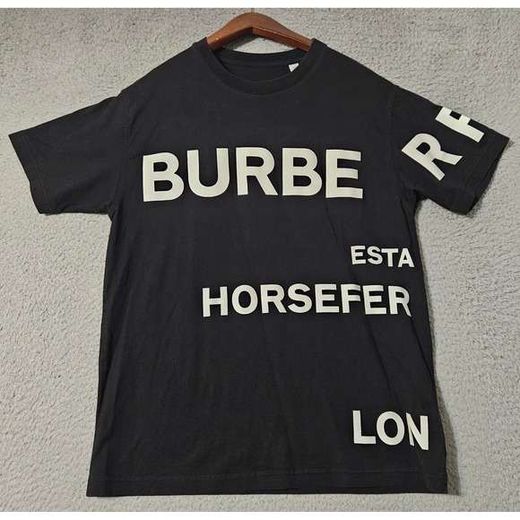 Burberry Black With White Lettering Horseferry Road Cotton Size XXS T-shirt